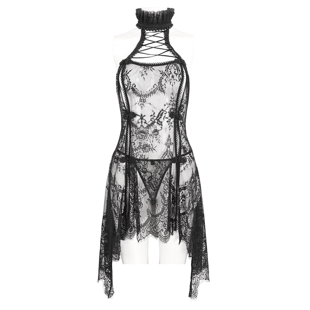 Sexy Women's Lace Backless Lingerie with Irregular Hem