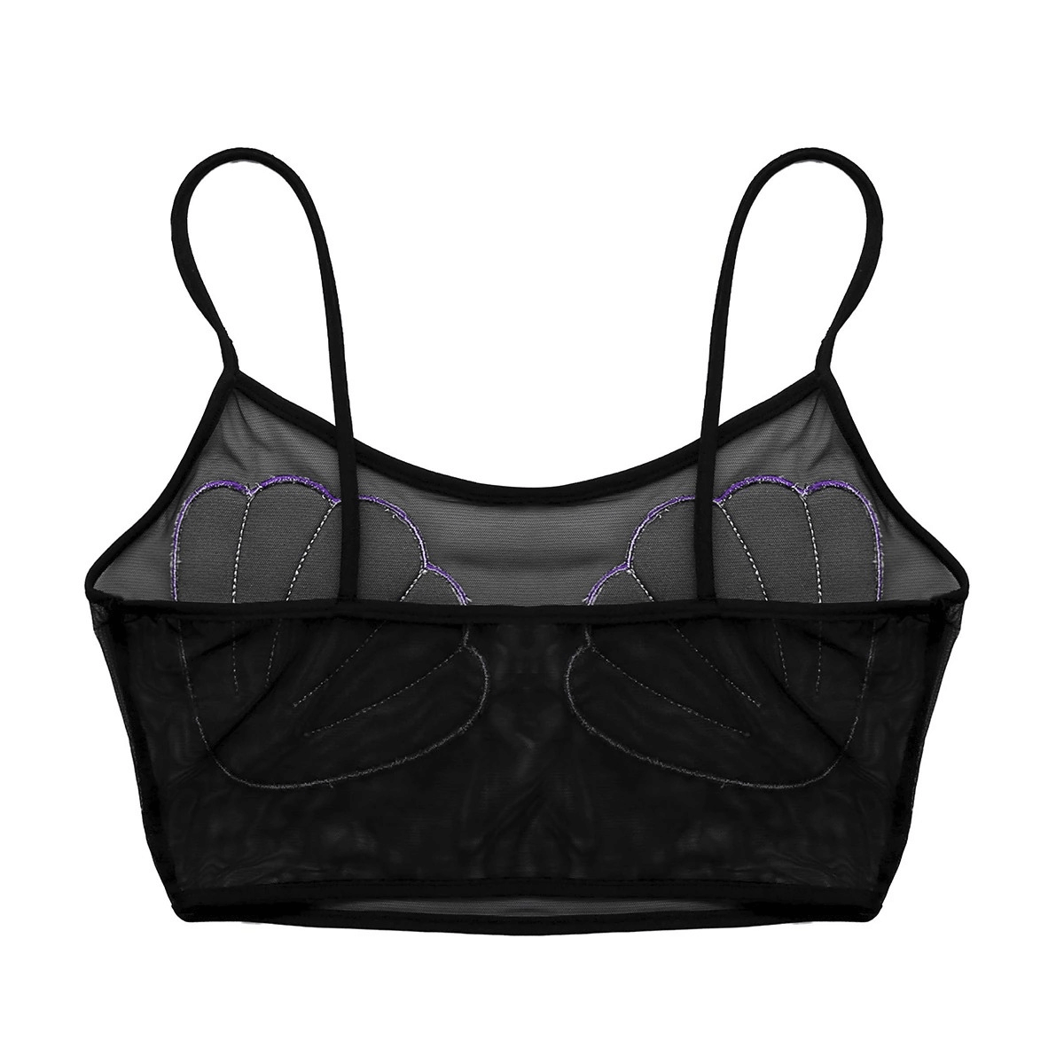 Sexy Women's Mesh Splice Shiny Seashell Crop Top / Fashion Ladies Wear in Two Basic Colors - HARD'N'HEAVY