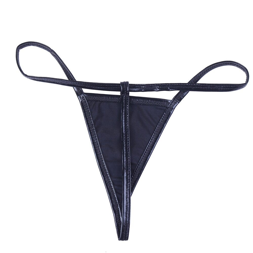 Sexy Women's Patent Leather Garter Panty / Ladies Panty with High Wais Clip Suspender - HARD'N'HEAVY