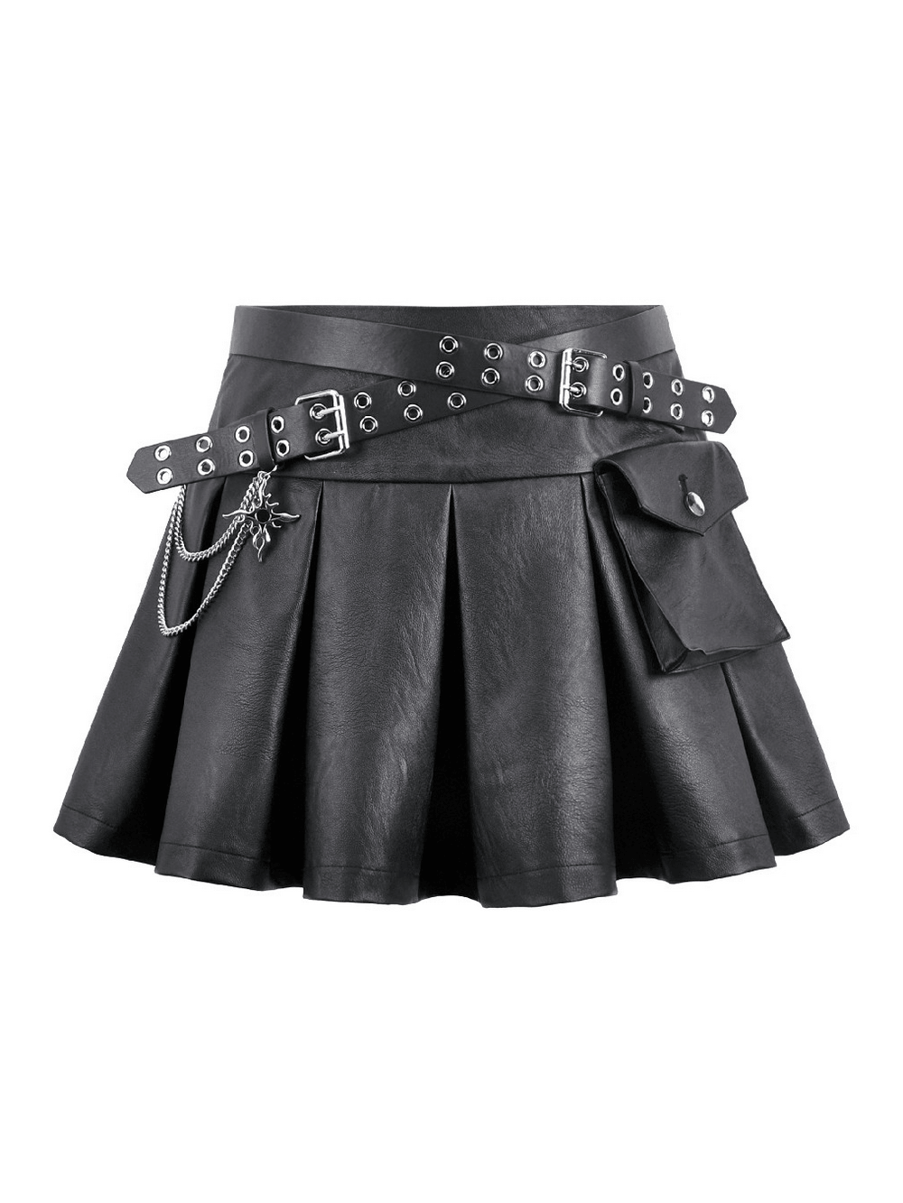 Sexy Women's Pleated Mini Skirt With Lace-Up Waist Detail