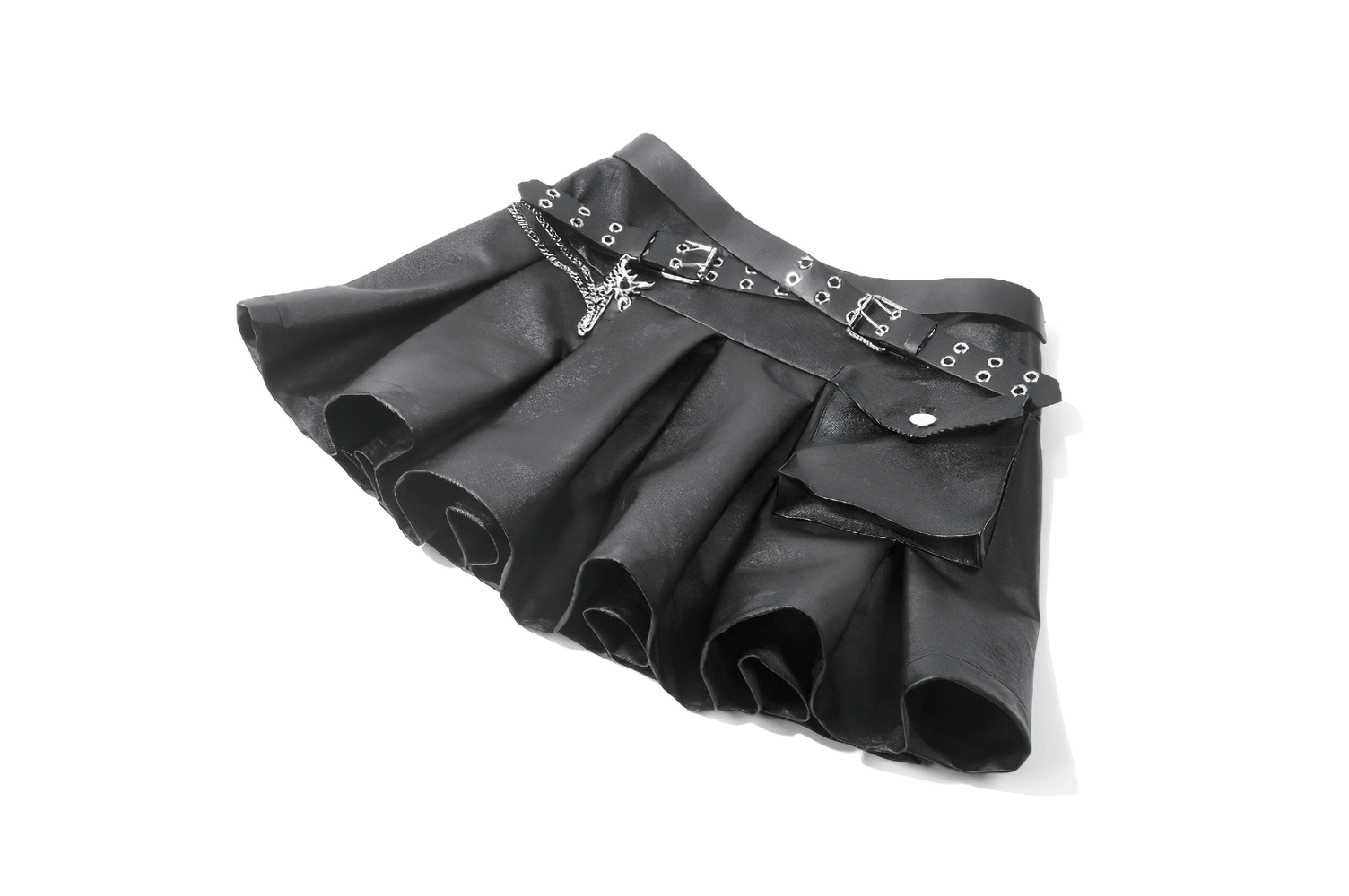 Sexy Women's Pleated Mini Skirt With Lace-Up Waist Detail