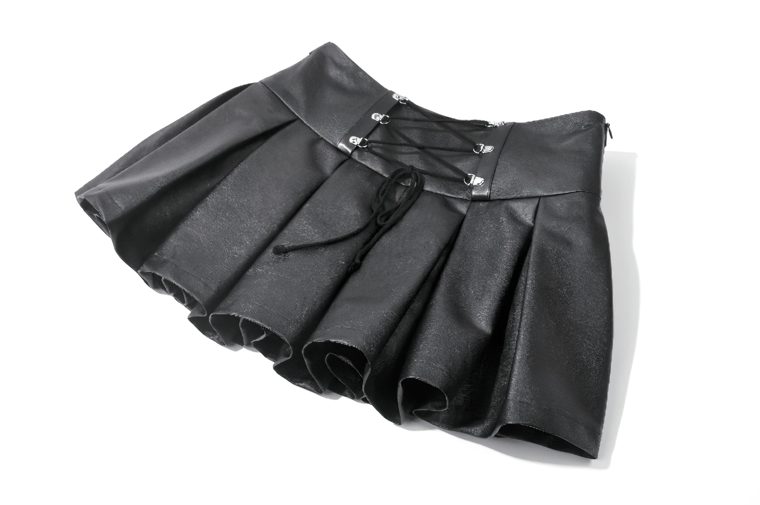 Sexy Women's Pleated Mini Skirt With Lace-Up Waist Detail