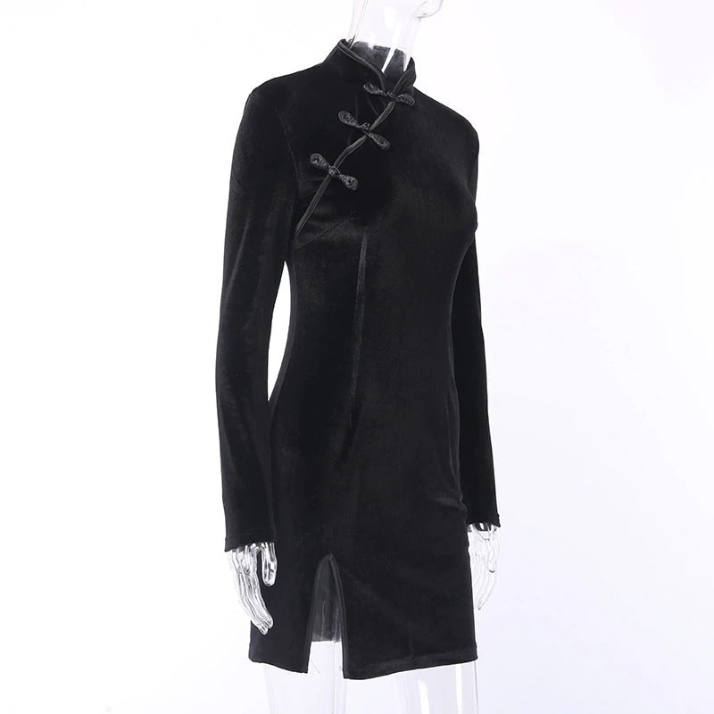 Sexy Women's Velvet Dress / Summer Skinny Slim Dress In Gothic Style - HARD'N'HEAVY