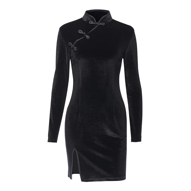 Sexy Women's Velvet Dress / Summer Skinny Slim Dress In Gothic Style - HARD'N'HEAVY