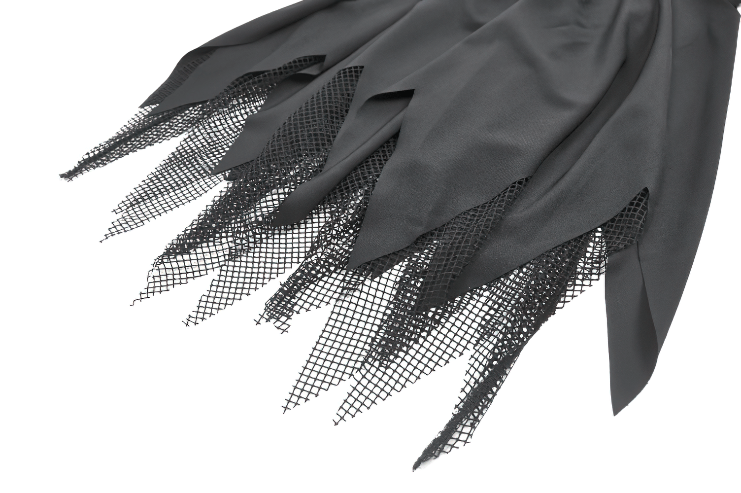 Sexy Zip Front Dress with Fishnet Jagged Hem Detail close-up of mesh hem detail and jagged edges