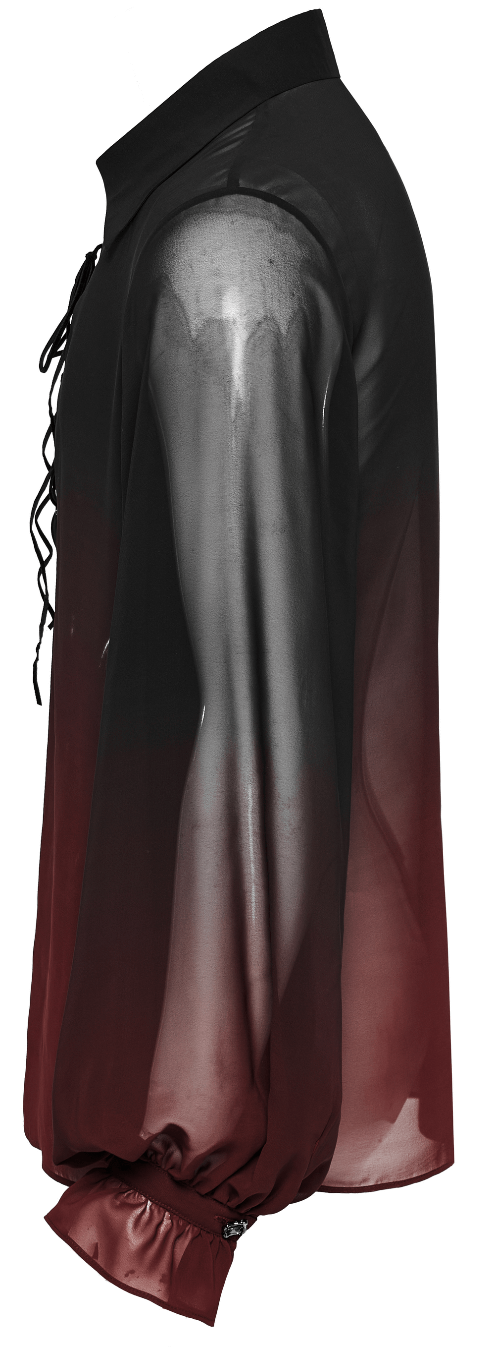 Chemise gothique en mousseline transparente à lacets sur le devant pour homme