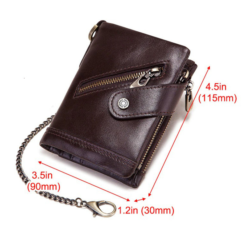 Short Men's Purse with Card Holder / Genuine Leather Wallet on Zipper and Hasp - HARD'N'HEAVY