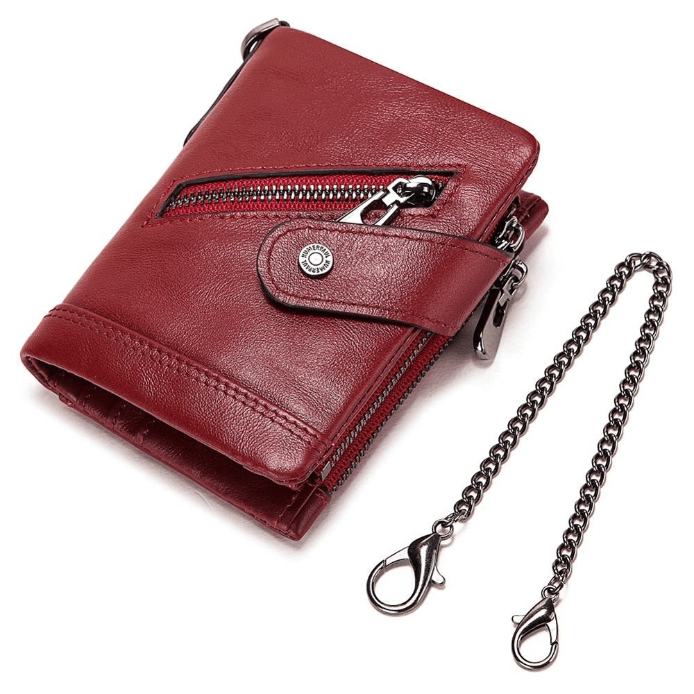 Short Men's Purse with Card Holder / Genuine Leather Wallet on Zipper and Hasp - HARD'N'HEAVY