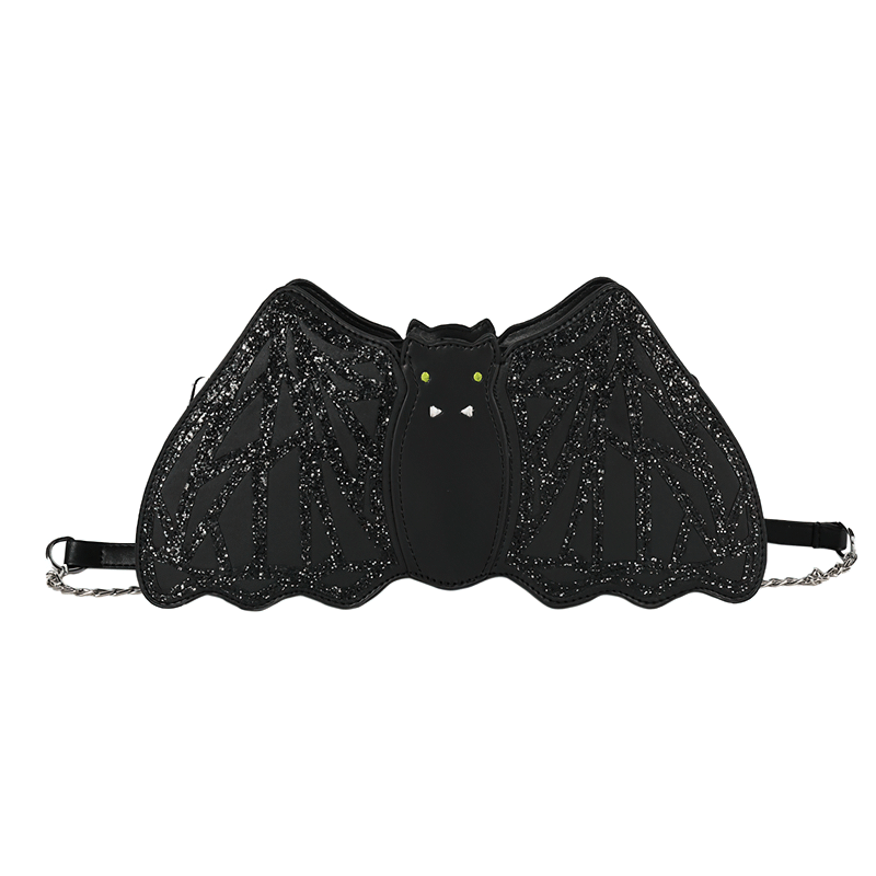 Shoulder Small Bag in Form Bat with Sequins / Halloween Accessories - HARD'N'HEAVY