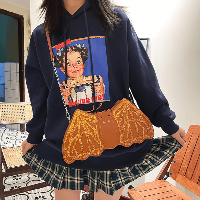 Shoulder Small Bag in Form Bat with Sequins / Halloween Accessories - HARD'N'HEAVY