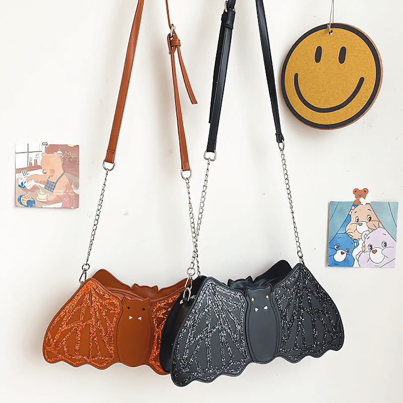 Shoulder Small Bag in Form Bat with Sequins / Halloween Accessories - HARD'N'HEAVY