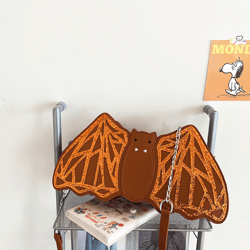 Shoulder Small Bag in Form Bat with Sequins / Halloween Accessories - HARD'N'HEAVY