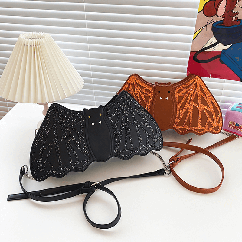 Shoulder Small Bag in Form Bat with Sequins / Halloween Accessories - HARD'N'HEAVY