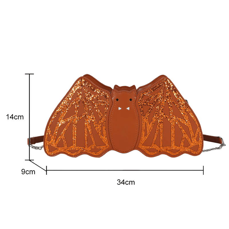 Shoulder Small Bag in Form Bat with Sequins / Halloween Accessories - HARD'N'HEAVY