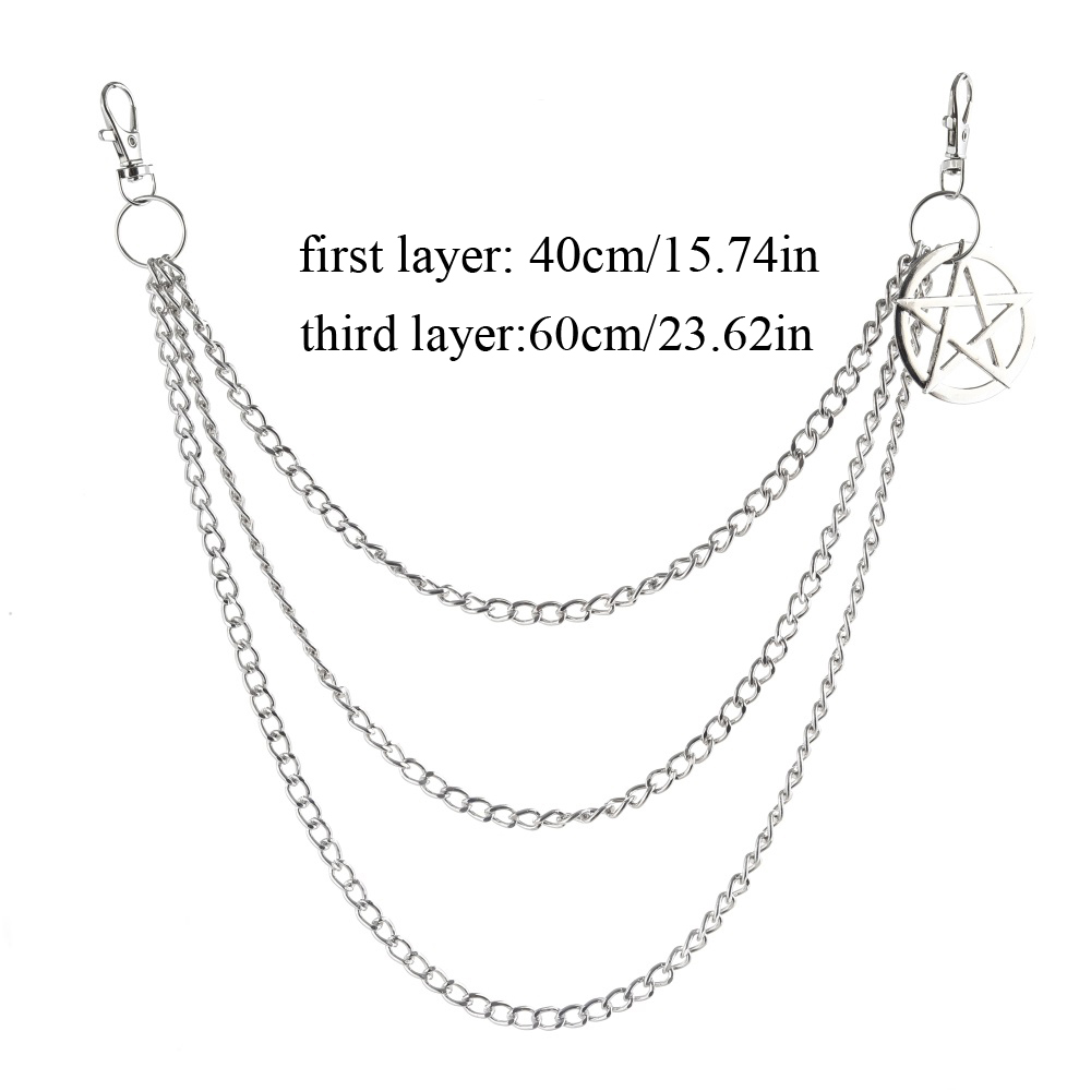 Side Chain for The Pants in Gothic Style / Pentagram Keychains for Men and Women - HARD'N'HEAVY