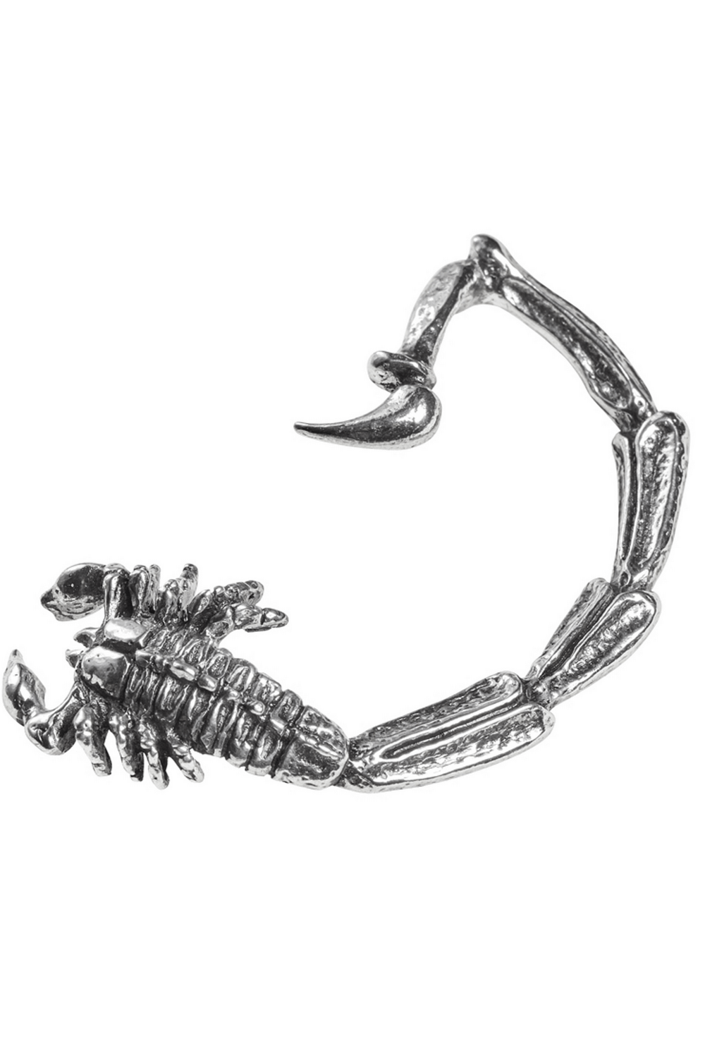 Silver Gothic Scorpion Earwrap with Detailed Claw Design - Intricate scorpion earwrap showcasing gothic style.