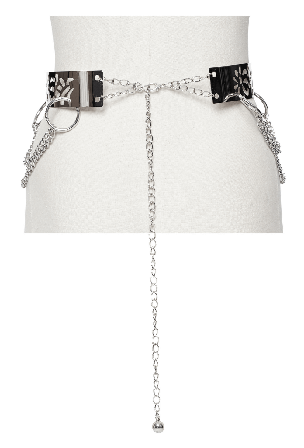 Ceinture chaîne en métal argenté avec motif floral