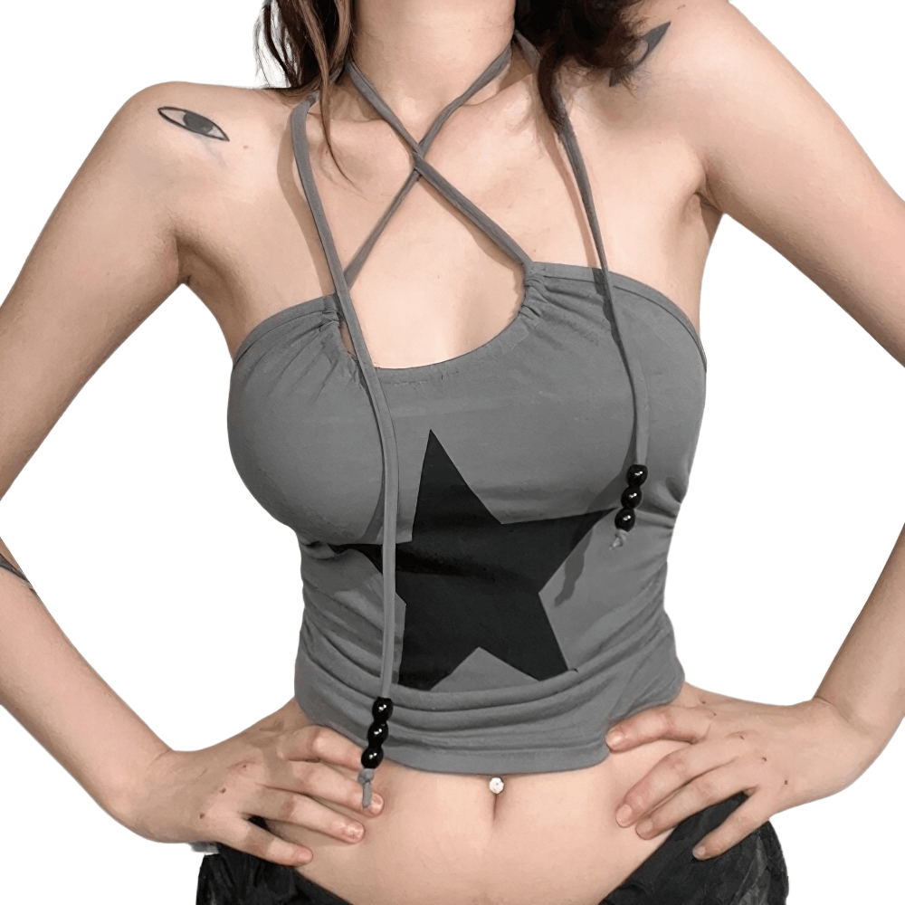 Simple And Light Sexy Gray Camis for Women / Cool Casual Female Clothing with Print