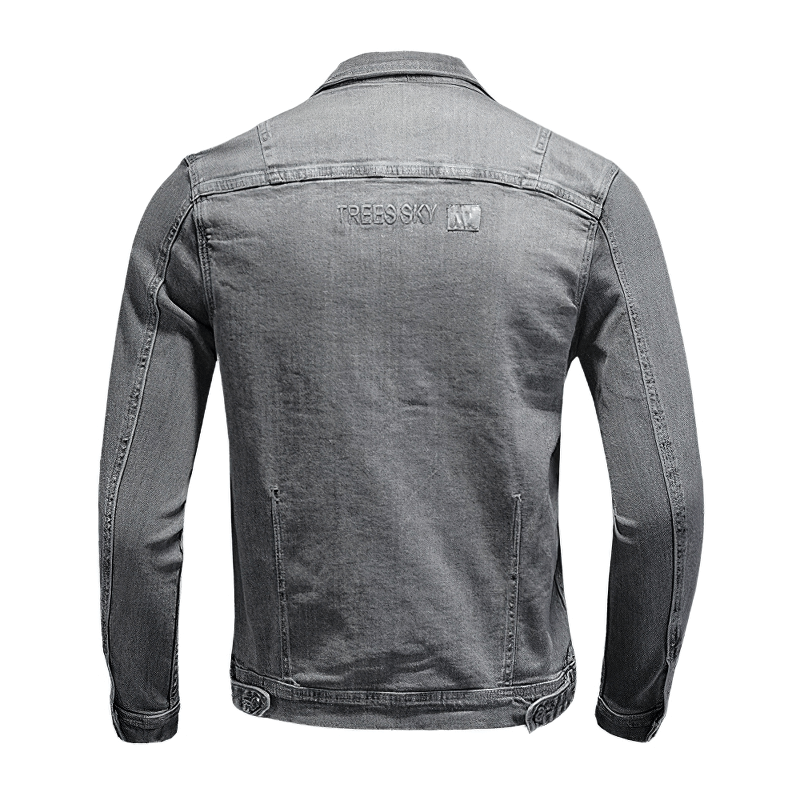 Single-breasted Denim Jacket with Turndown Collar / Men's Slim Fit Gray Jacket / Male Cool Outfits - HARD'N'HEAVY