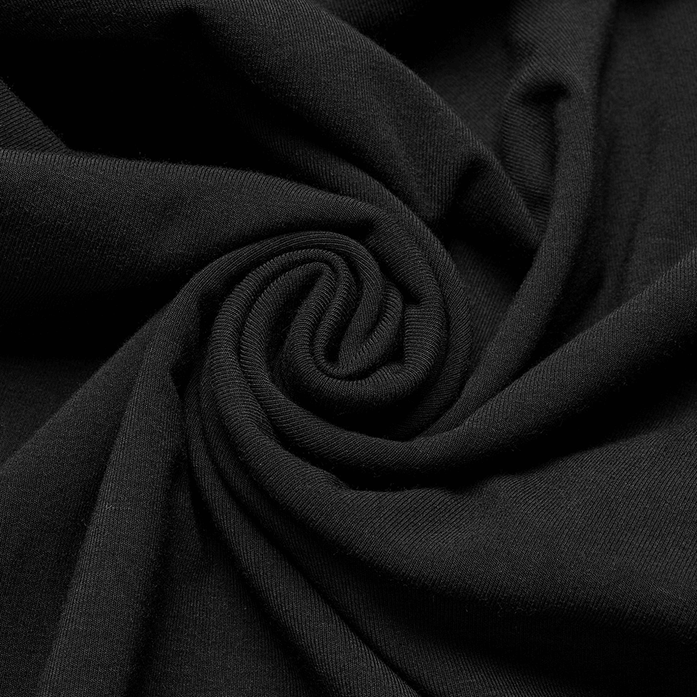 Soft black knitted fabric showing a swirl texture, perfect for creating stylish trendy garments.