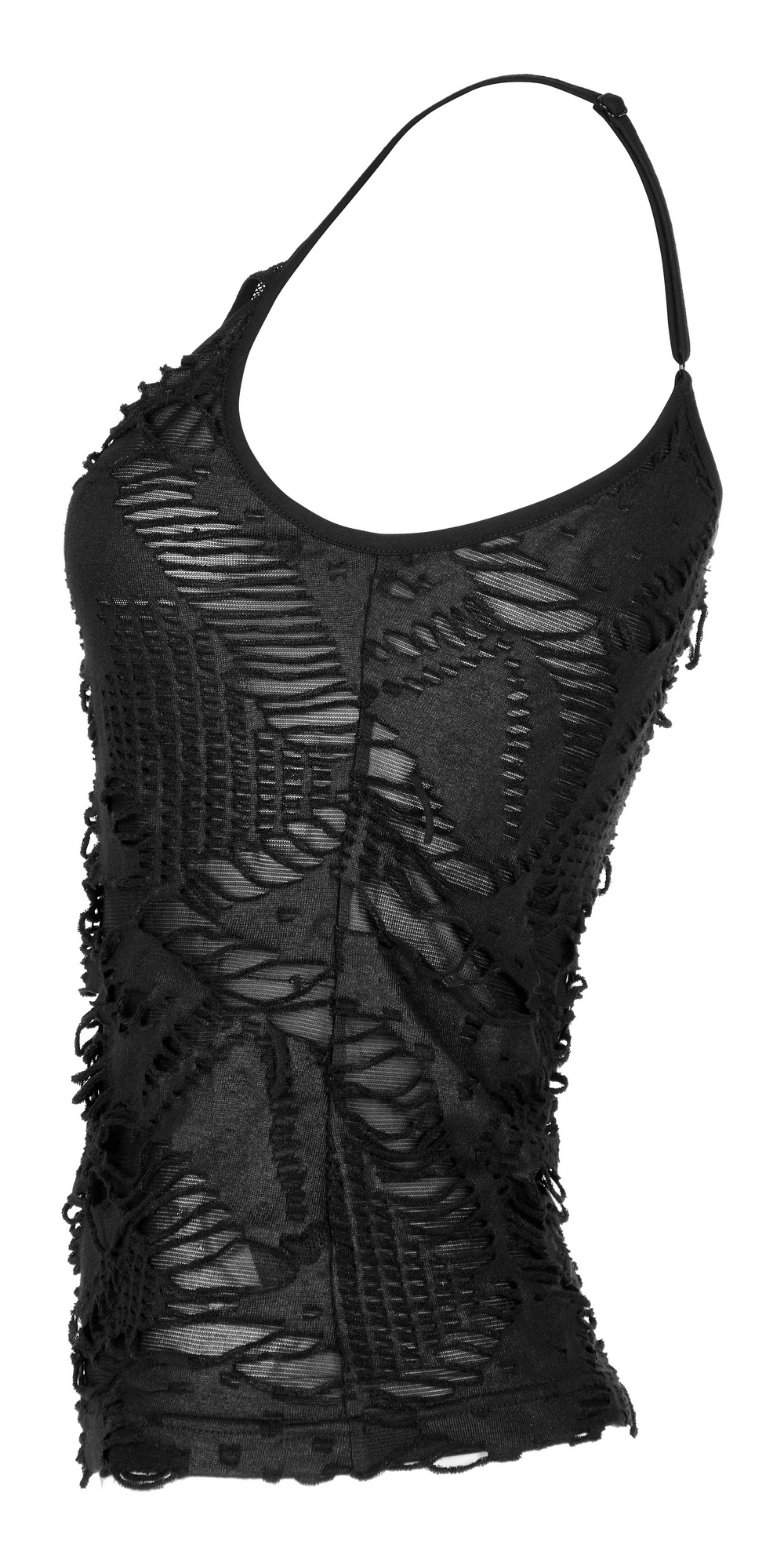 Skull Accent Gothic Lace Trim Camisole With Adjustable Straps - HARD'N'HEAVY