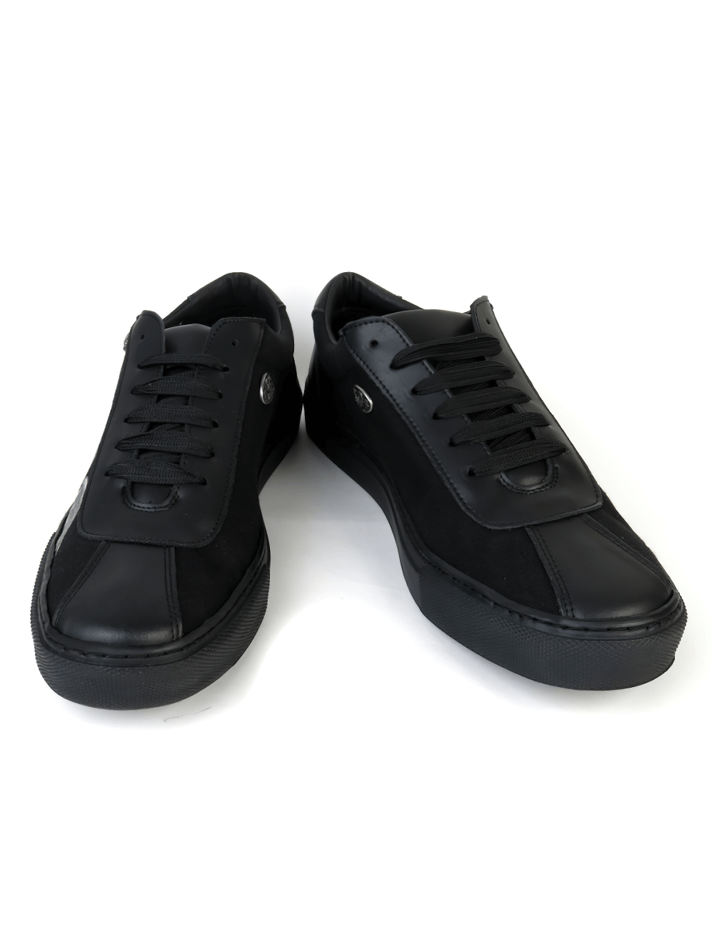 Skull and Wings Black Canvas Sneakers with Rubber Sole