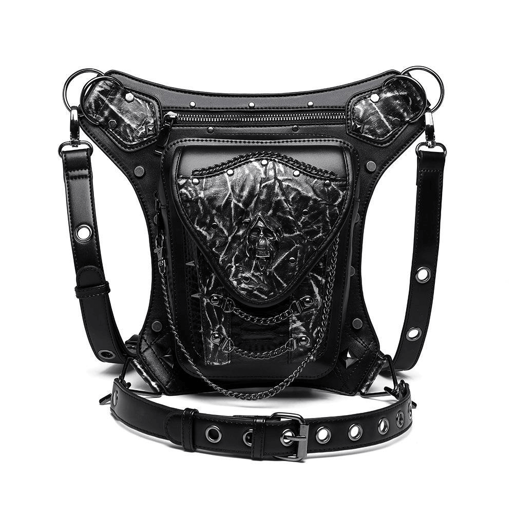 Skull Chain Motorcycle Waist Bag / One-shoulder Crossbody Bag - HARD'N'HEAVY
