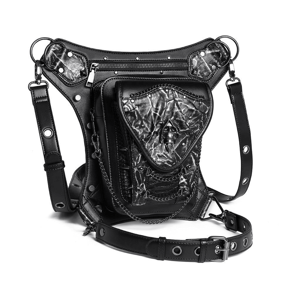 Skull Chain Motorcycle Waist Bag / One-shoulder Crossbody Bag - HARD'N'HEAVY