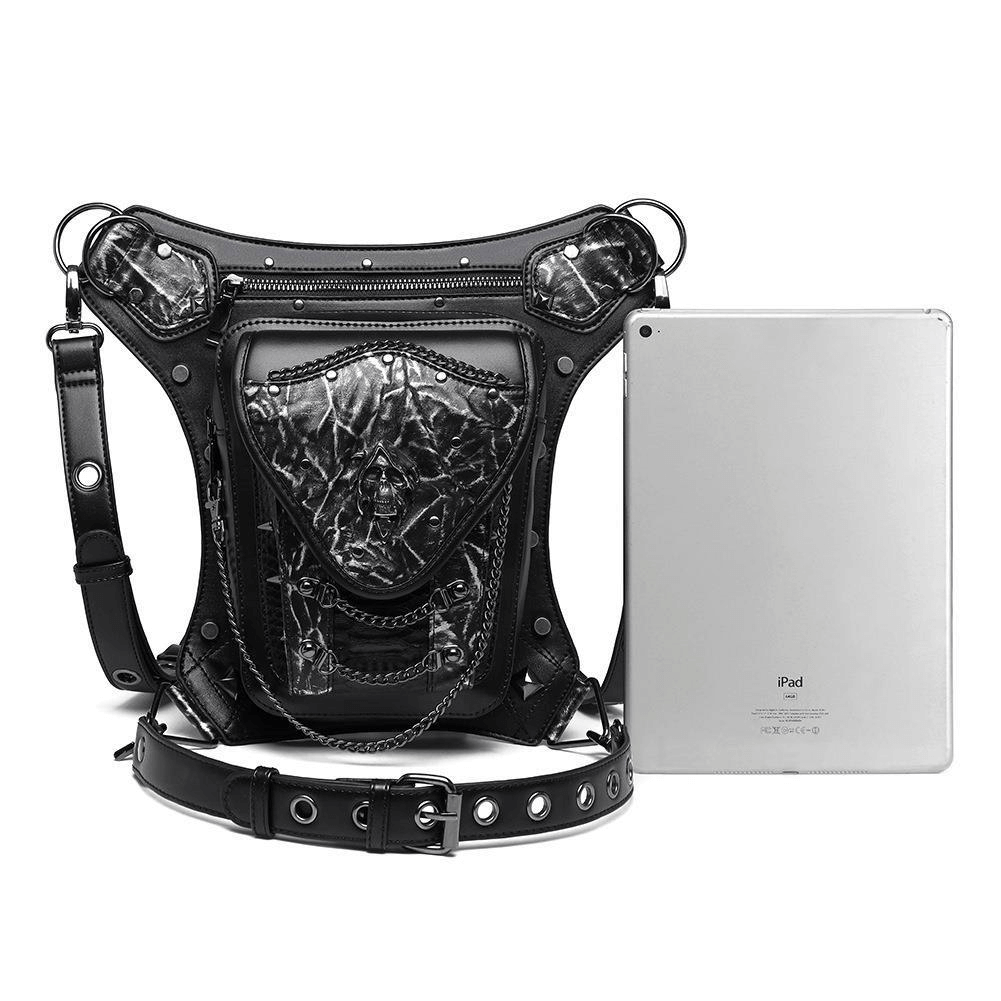 Skull Chain Motorcycle Waist Bag / One-shoulder Crossbody Bag - HARD'N'HEAVY