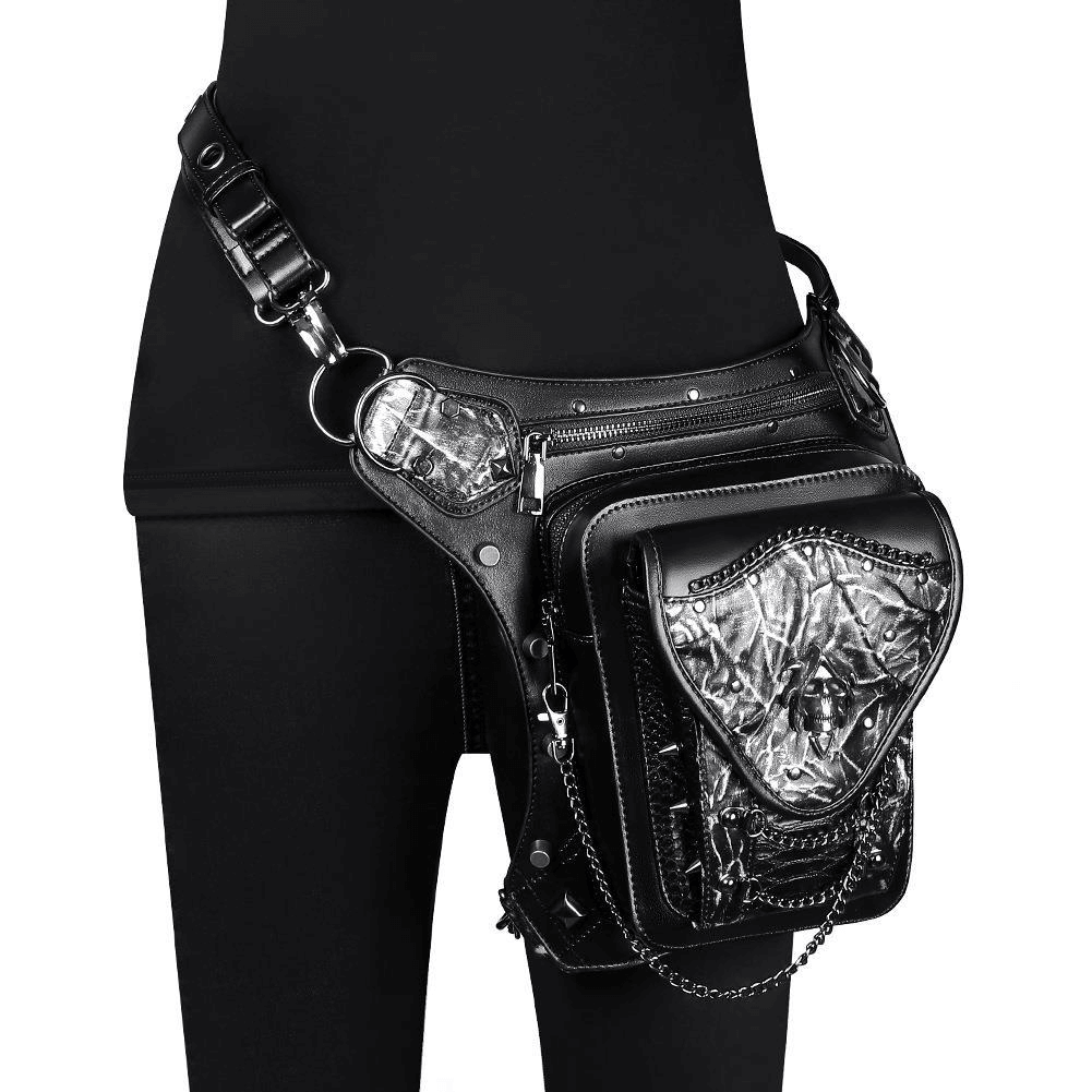 Skull Chain Motorcycle Waist Bag / One-shoulder Crossbody Bag - HARD'N'HEAVY