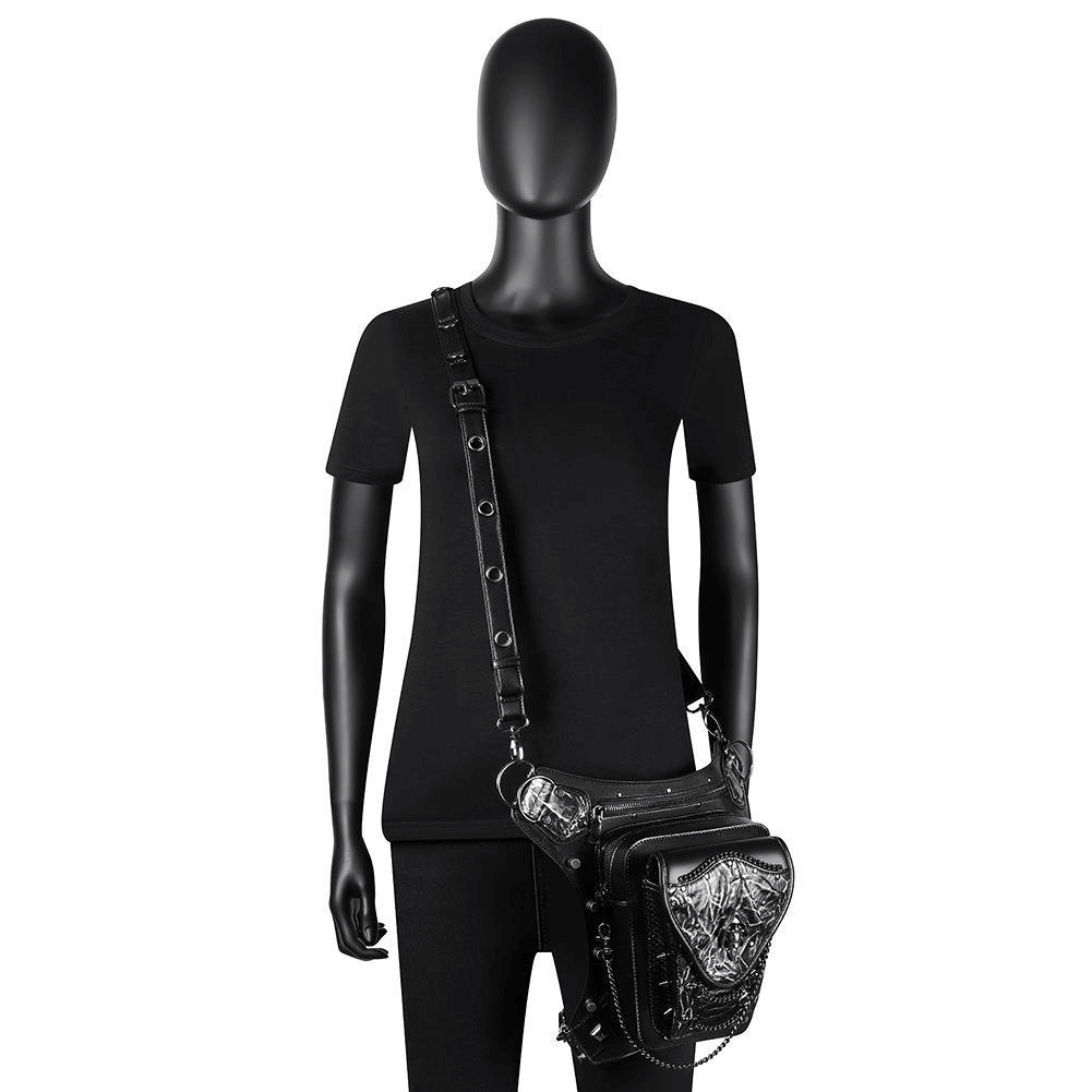 Skull Chain Motorcycle Waist Bag / One-shoulder Crossbody Bag - HARD'N'HEAVY