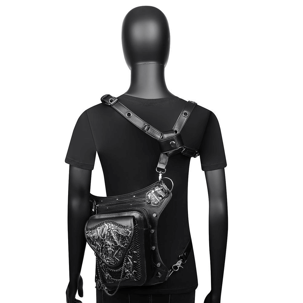 Skull Chain Motorcycle Waist Bag / One-shoulder Crossbody Bag - HARD'N'HEAVY