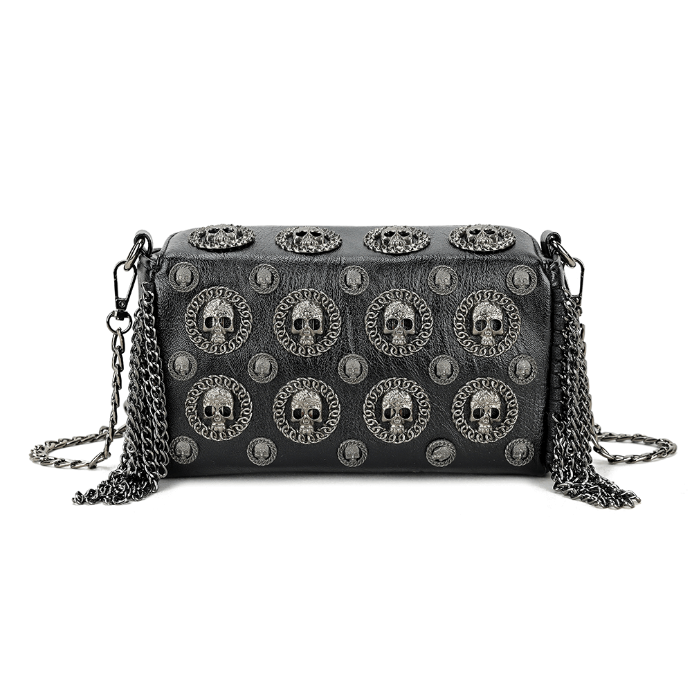 Skull Crossbody Bag With Tassel Chains / Gothic Shoulder Handbag With Strap - HARD'N'HEAVY