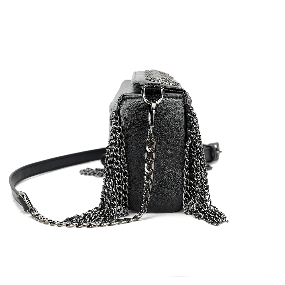 Skull Crossbody Bag With Tassel Chains / Gothic Shoulder Handbag With Strap - HARD'N'HEAVY