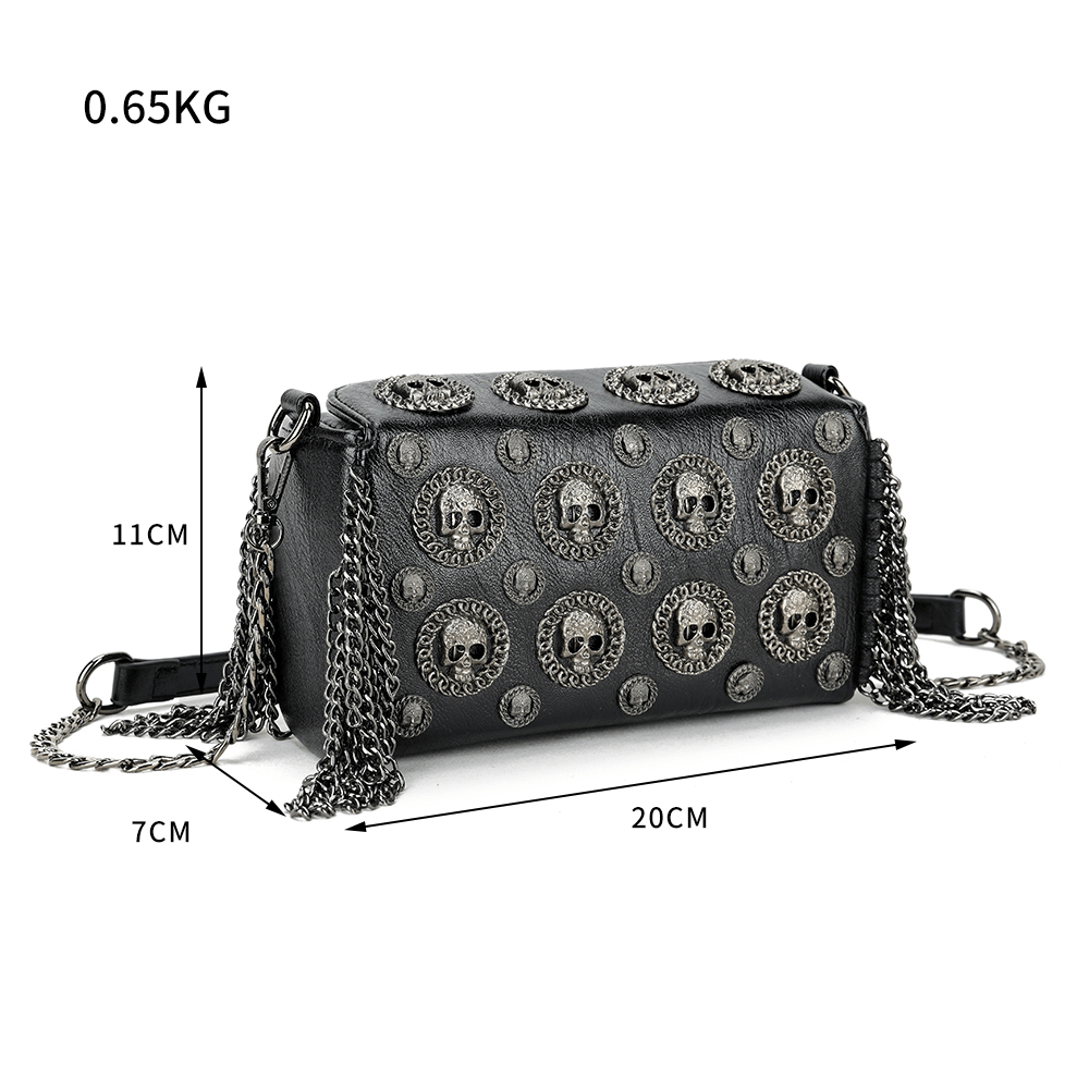 Skull Crossbody Bag With Tassel Chains / Gothic Shoulder Handbag With Strap - HARD'N'HEAVY
