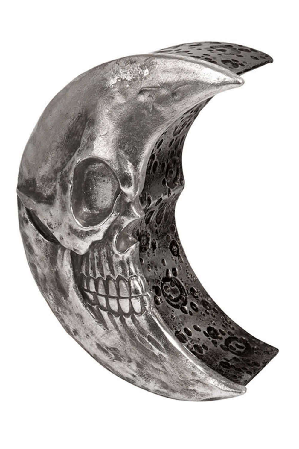 Gothic crescent moon jewelry box featuring a skull design, perfect for witches and storing trinkets in style.