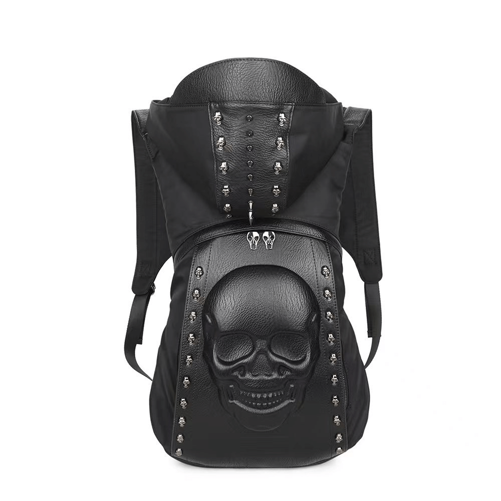 Skull on Backpack with Rivets & Hood / Alternative fashion Accessory - HARD'N'HEAVY