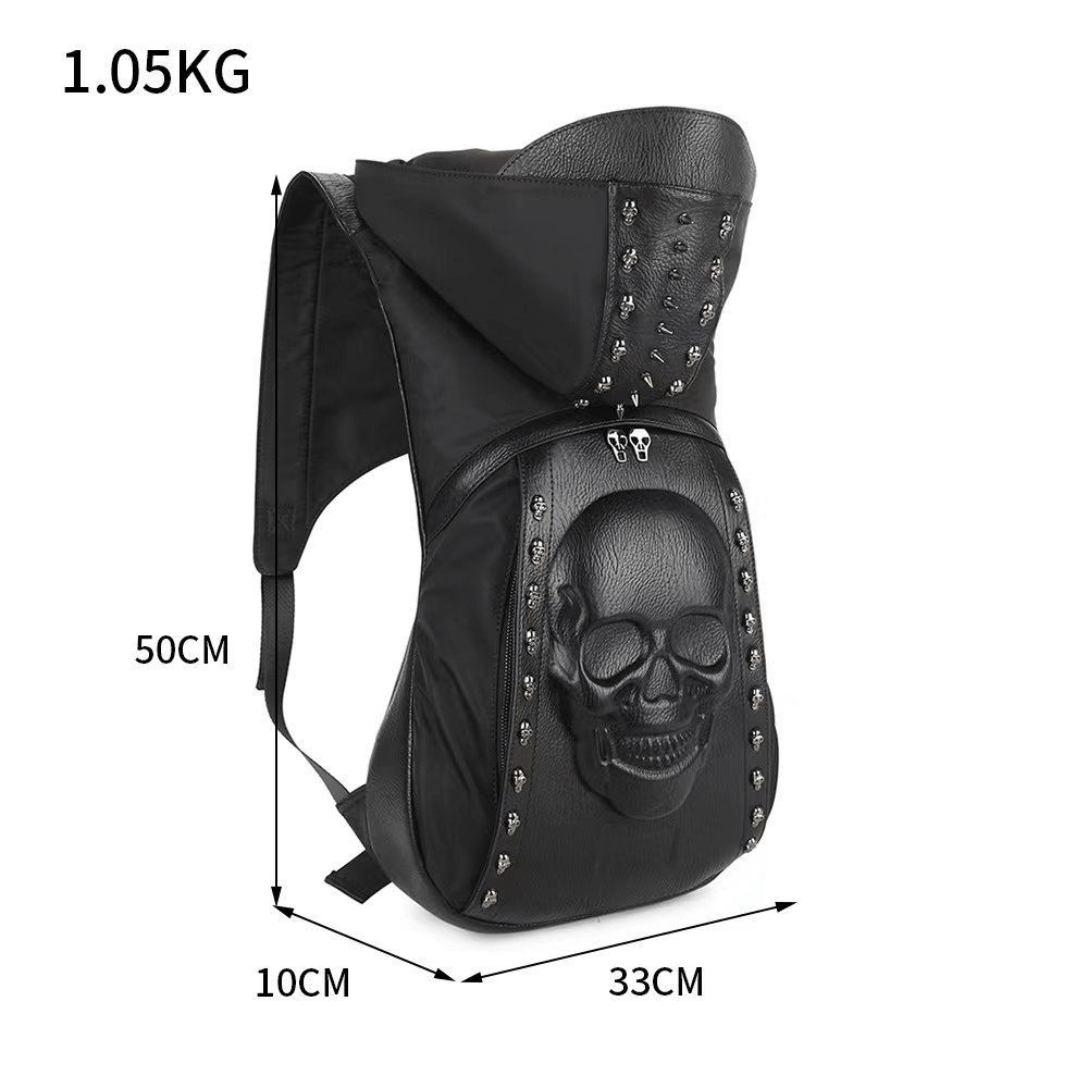 Skull on Backpack with Rivets & Hood / Alternative fashion Accessory - HARD'N'HEAVY