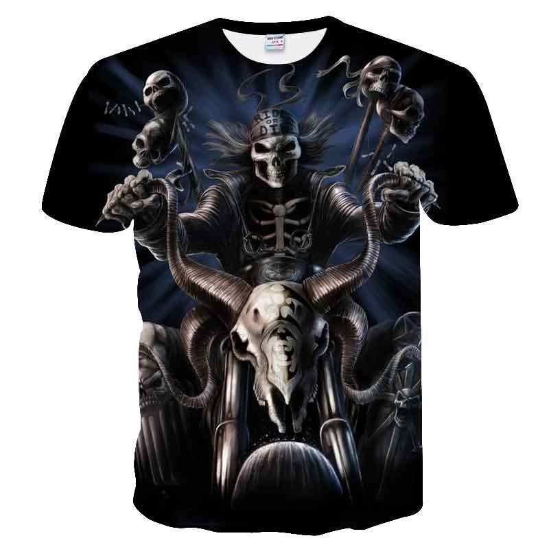 Skull Reaper Printed Tees in Rock Style / 3D Print T-shirt for Men and Women / Short Sleeve Tops #8 - HARD'N'HEAVY