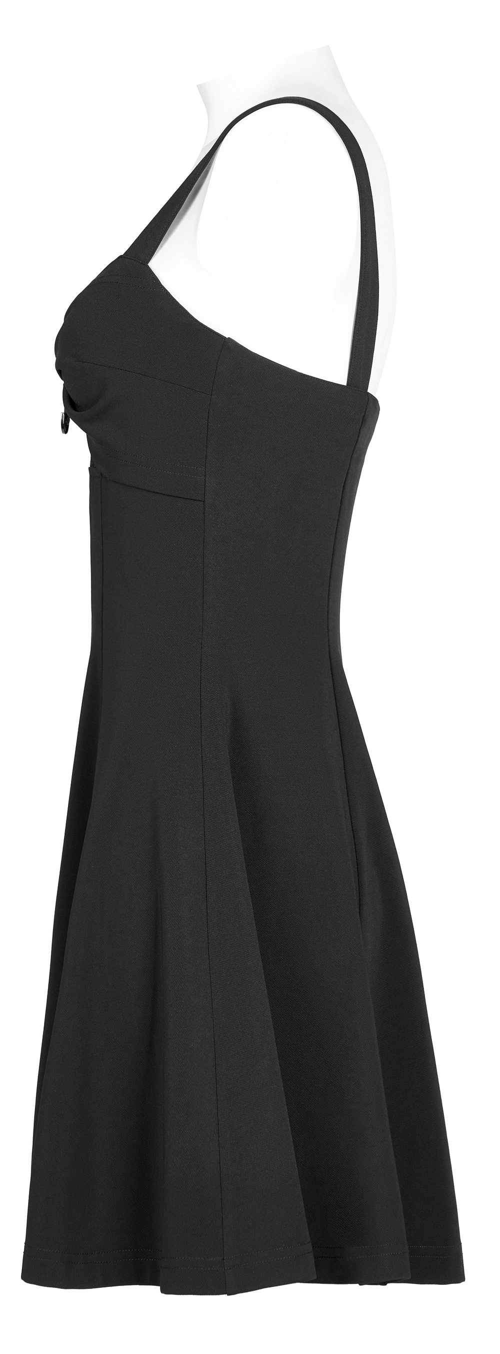 Sleek A-Line Skater Dress with Mesh and Metal Detail