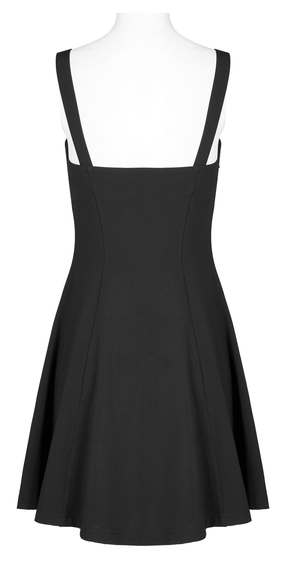Sleek A-Line Skater Dress with Mesh and Metal Detail