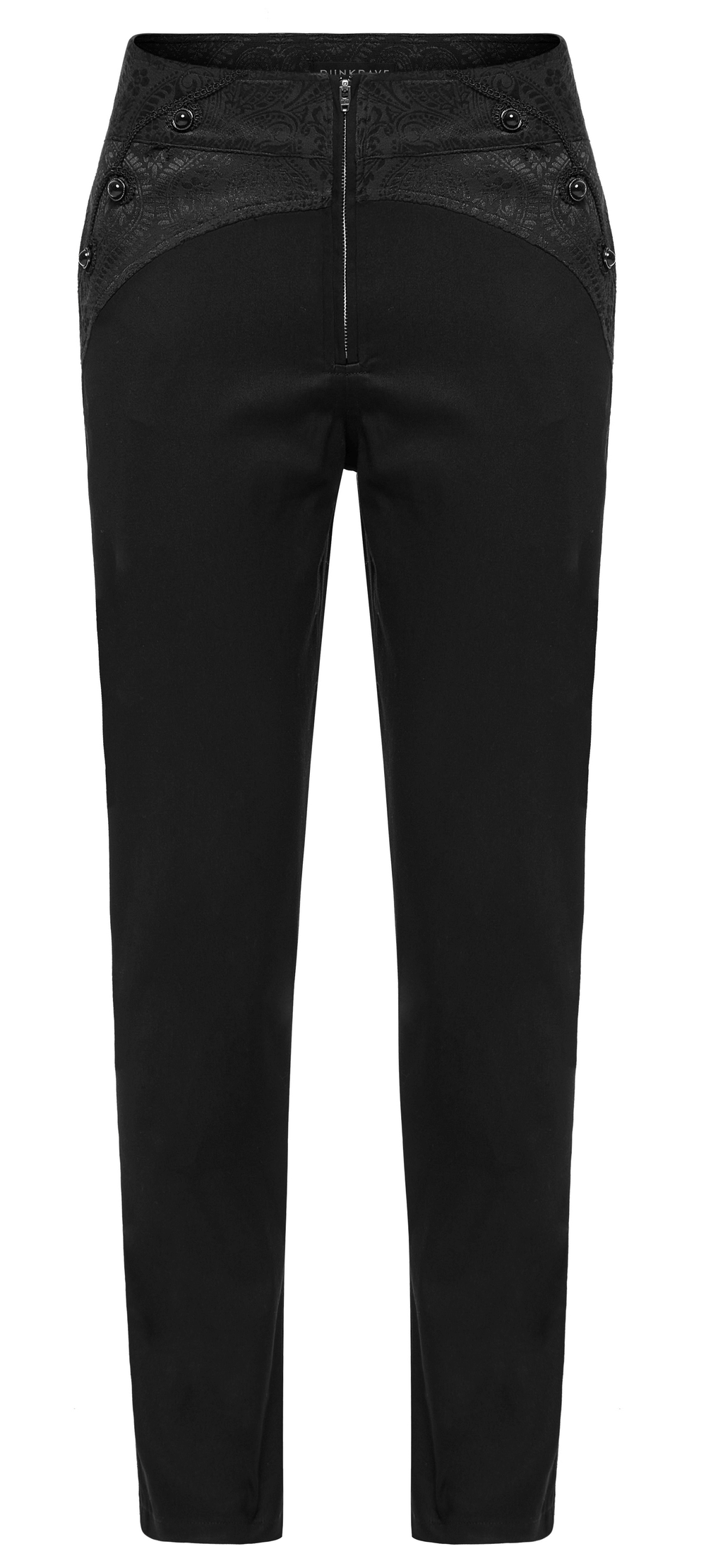 Sleek Black Gothic Slim-Fit Trousers with Pockets - HARD'N'HEAVY