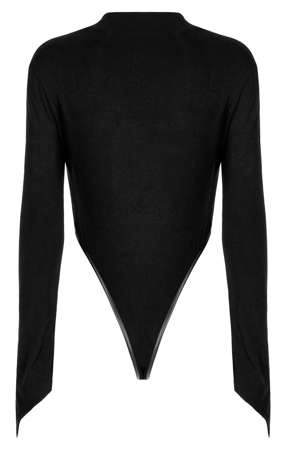 Sleek Bodysuit with Gothic Sleeves and Faux Leather Accents