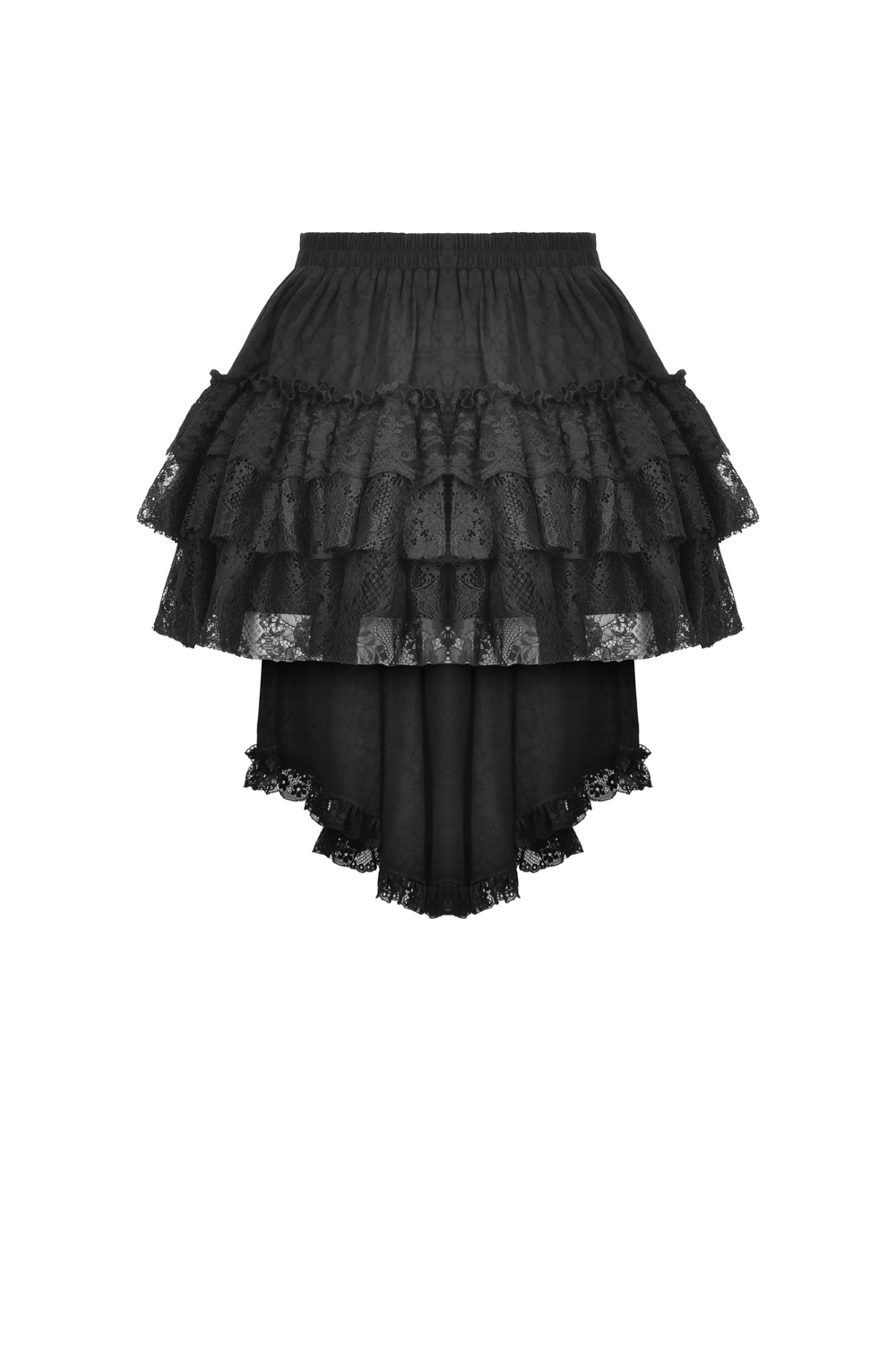 Black Tiered Ruffle Skirt with Elastic Waistband
