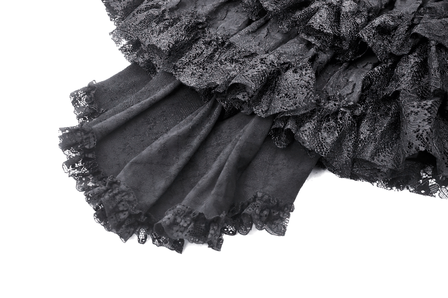 Black Tiered Ruffle Skirt with Elastic Waistband