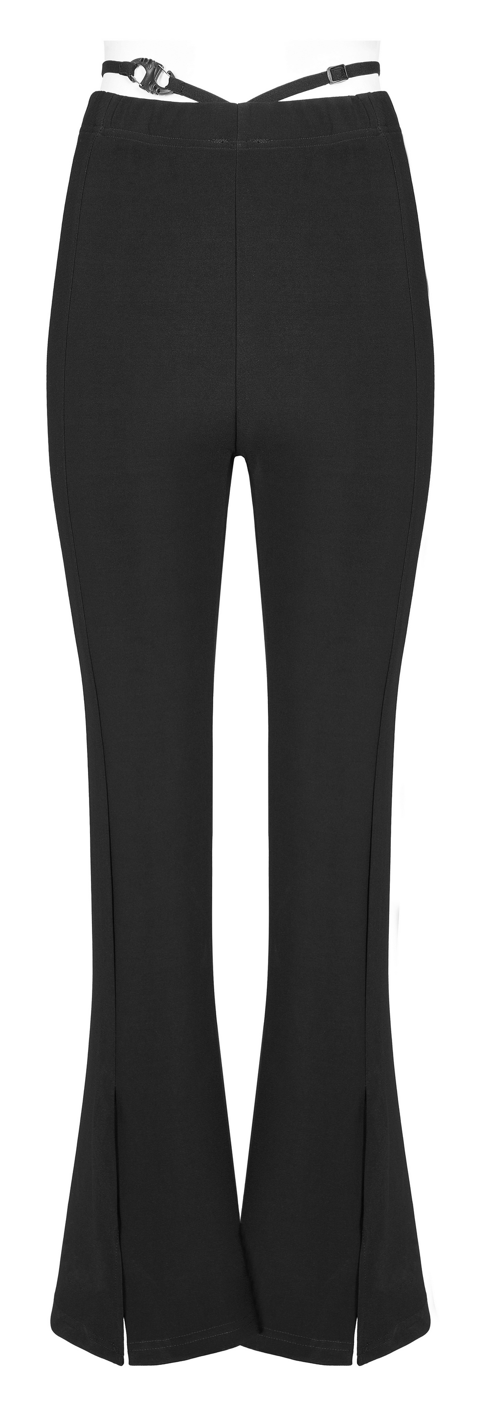 Sleek V-Strap Flared Pants with Buckle Detail - HARD'N'HEAVY