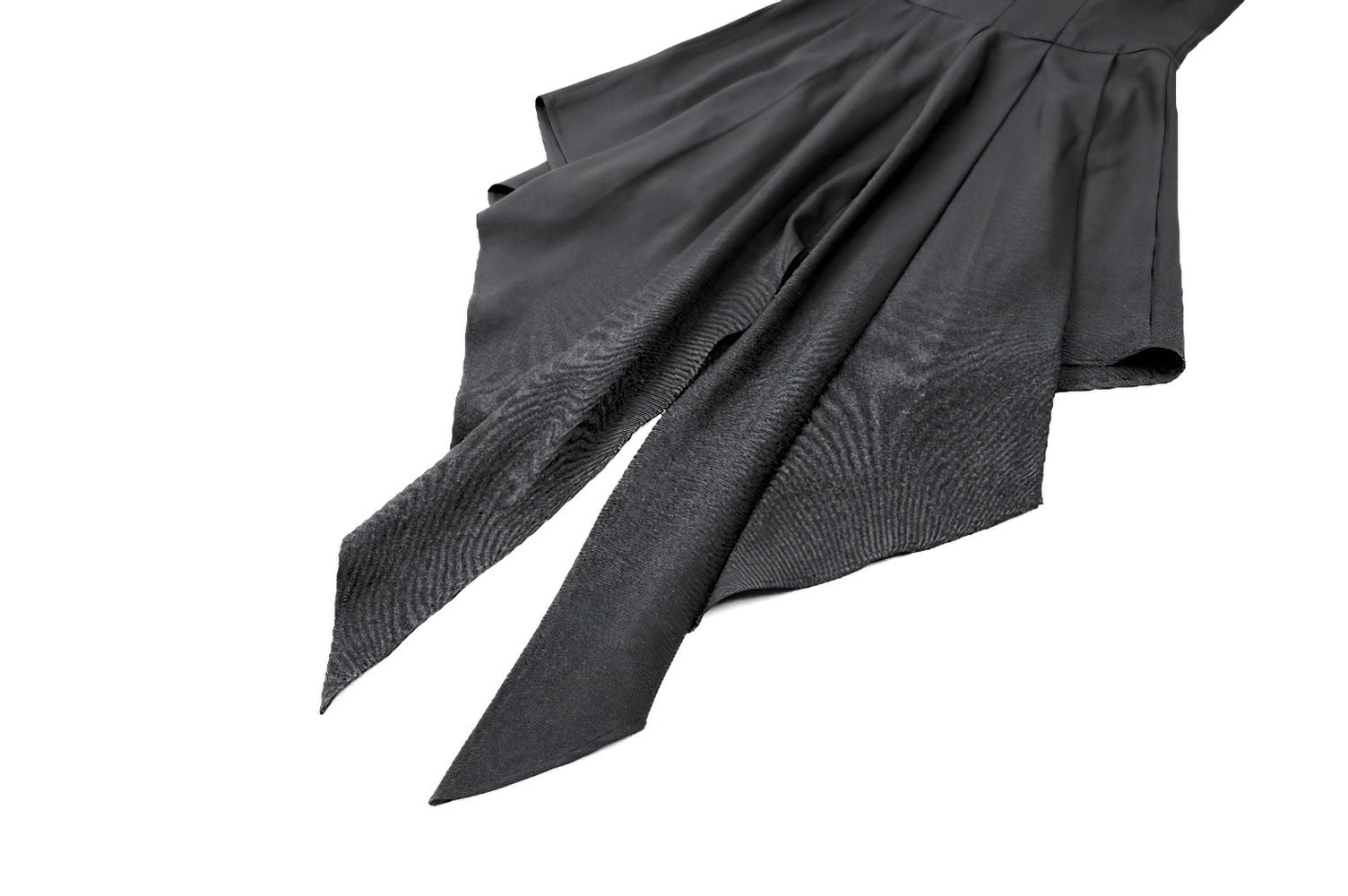 Sleeveless Mini Dress with Zip Front and Asymmetric Tails, black high-collar mini dress with dramatic pointed hem