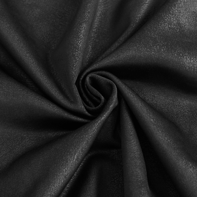 Close-up of luxurious black fabric, showcasing a soft, textured surface ideal for gothic clothing designs.