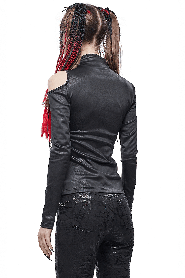 Slim Cutout Top for Women / Gothic Black Buckle Fitted Top / Alternative Clothing - HARD'N'HEAVY