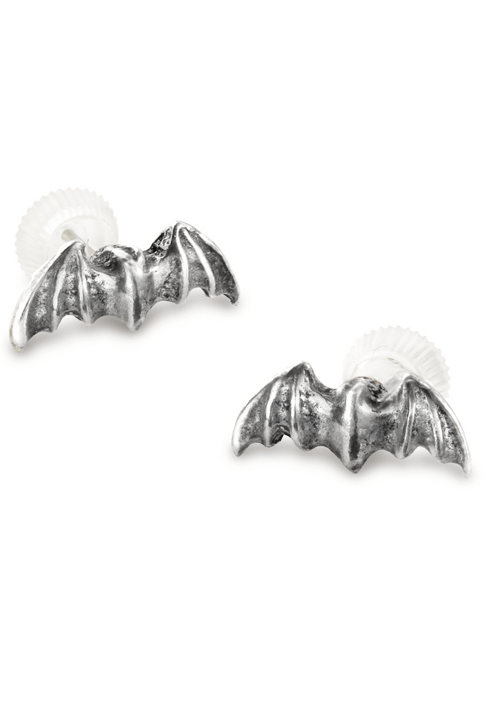 Small gothic bat earrings in antique silver tone, perfect for dark aesthetics and everyday mystery.